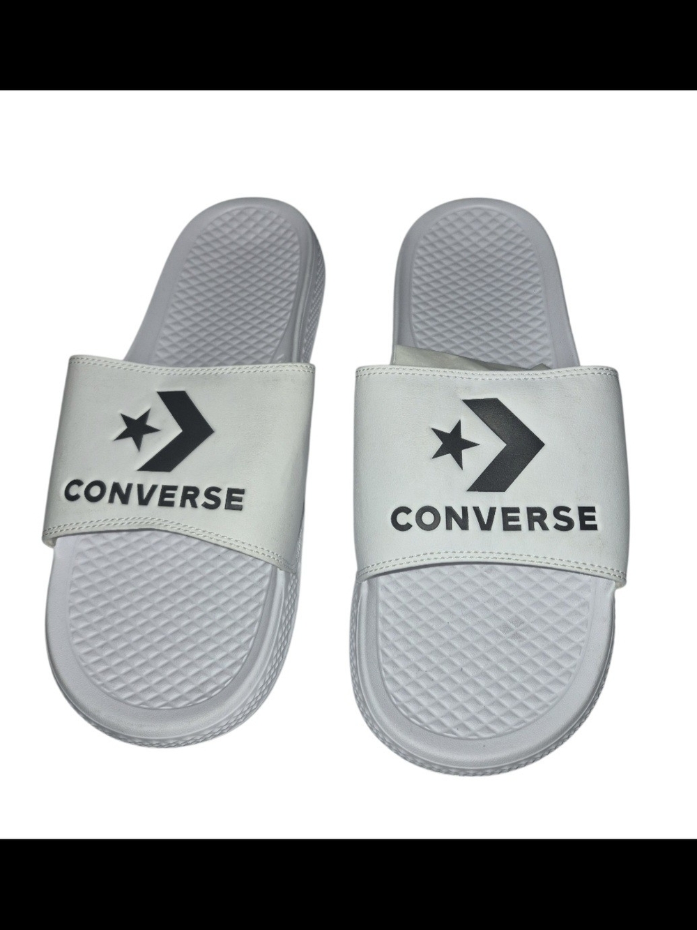 Converse MEN'S White Slide Sandals with Black Logo Strap